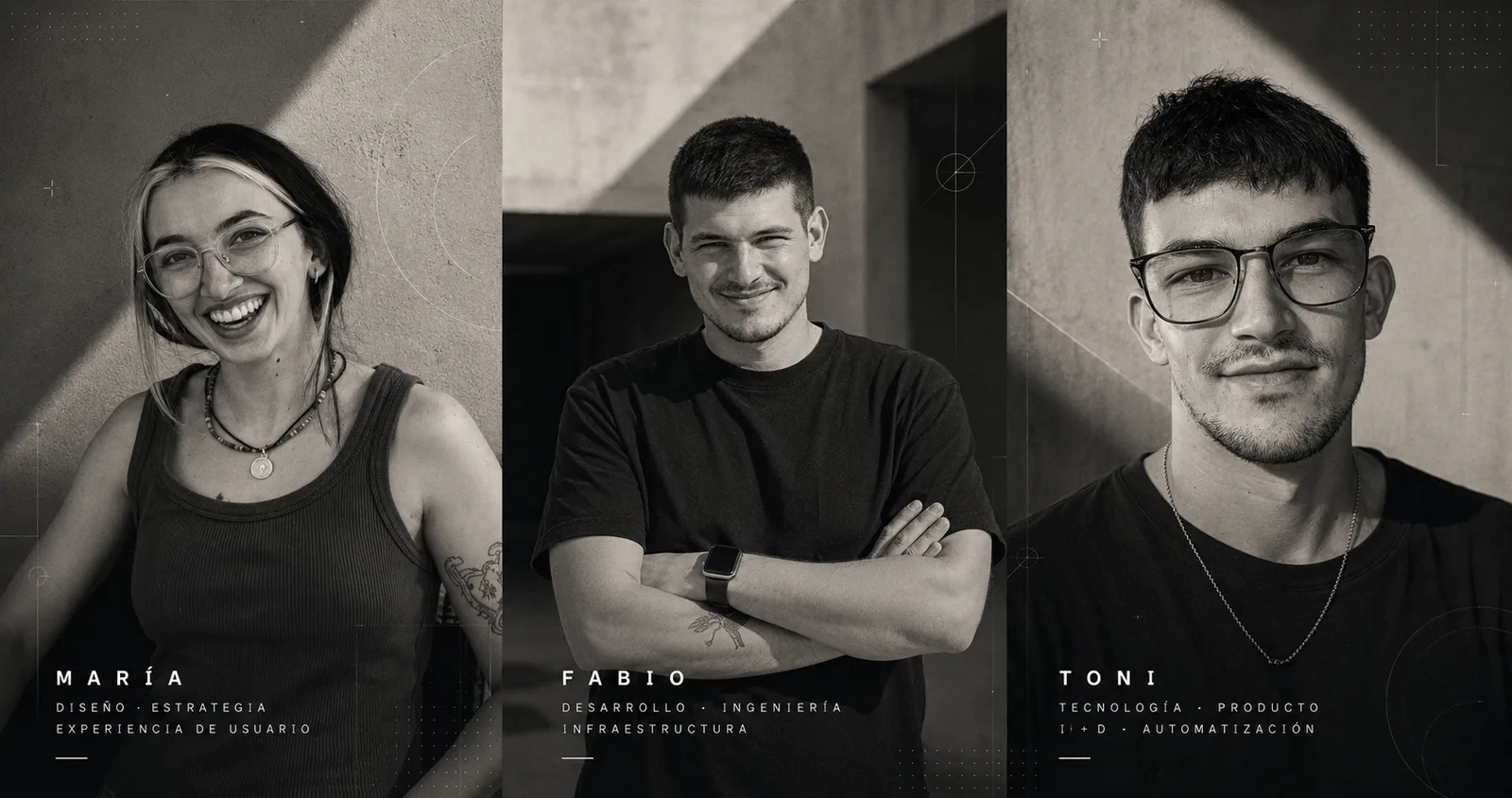 El equipo de ForMeta: María (diseño), Fabio (desarrollo) y Toni (tecnología)